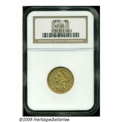 1870 $5 XF40 NGC. A scant 4,000 business strikes 
