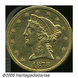 1878-S $5 AU58 Cleaned Uncertified. With essentia