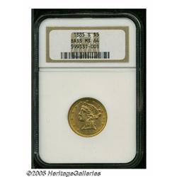 1885-S $5 MS64 NGC. Ex: Bass Collection. Well str