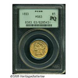 1893 $5 MS63 PCGS. Particularly nice example with