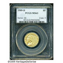1909-D $5 MS63 PCGS. The '09-D, with a mintage of