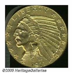 1911-D $5 AU58 Cleaned Uncertified. Typically str