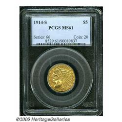 1914-S $5 MS61 PCGS. Bright orange-gold surfaces 