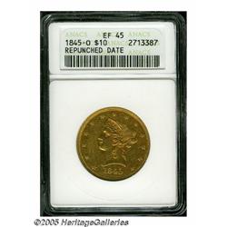 1845-O $10 XF45 ANACS. Breen-6869, Repunched Date