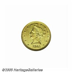 1845-O $10 AU55 NGC. A crisply struck example of 