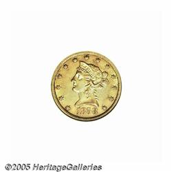 1858-S $10 AU50 ANACS. A bright golden-brown No M