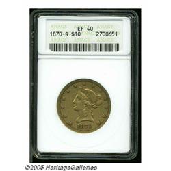 1870-S $10 XF40 ANACS. A challenging, conditional