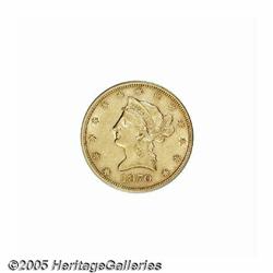 1870-S $10 AU55 PCGS. Mostly brilliant surfaces w