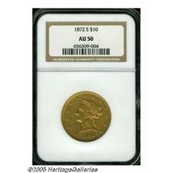 1872-S $10 AU50 NGC. A very rare coin in any cond