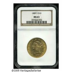 1889-S $10 MS63 NGC. A well struck piece that has