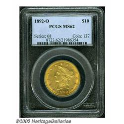1892-O $10 MS62 PCGS. Deep red-orange golden surf