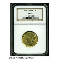 1907 $10 No Motto MS62 NGC. An attractive example
