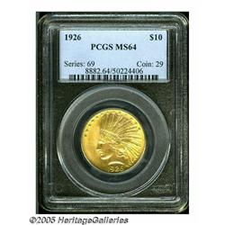 1926 $10 MS64 PCGS. The 1926 Ten dollar is readil