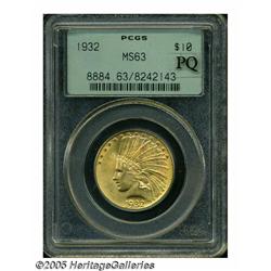 1932 $10 MS63 PCGS. Lustrous, with attractive col