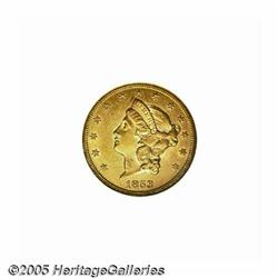 1853/2 $20 AU53 NGC. FS-008. An uncommonly high g