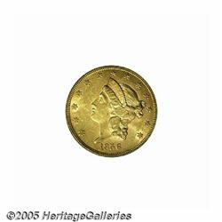 1856 $20 AU58 PCGS. Sharply defined with fairly n