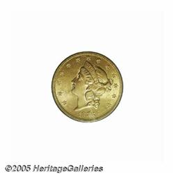 1856-S $20 AU58 PCGS. This coin retains much of t