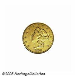 1858-O $20 --Cleaned--ANACS. AU Details, Net XF45