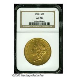 1860 $20 AU58 NGC. An tough issue in higher grade