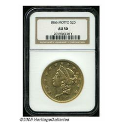 1866 $20 AU50 NGC. Even though almost 700,000 pie