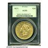 Image 1 : 1871 $20 AU55 PCGS. Substantial luster dominates 
