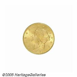 1873 $20 Open 3 MS63 PCGS. The obverse die shows 