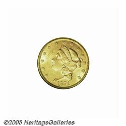 1874 $20 MS61 NGC. The mint luster is complete bu