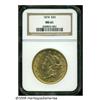 Image 3 : 1874 $20 MS61 NGC. The mint luster is complete bu