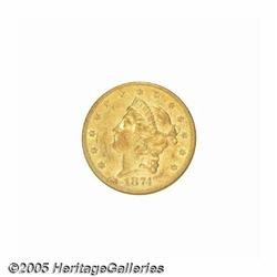 1874-CC $20 AU55 NGC. Heavily abraded with some s