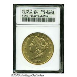 1877-CC $20 --Rims Filed, Cleaned--ANACS. AU Deta