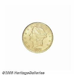 1877-CC $20 AU58 Lightly Cleaned, Uncertified. Th