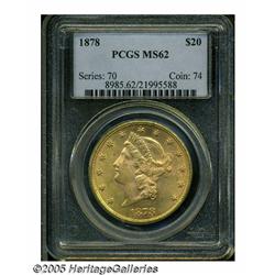 1878 $20 MS62 PCGS. Breen-7270, "Very rare." Die 