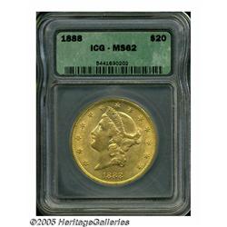 1888 $20 MS62 ICG. A fairly common item in the lo
