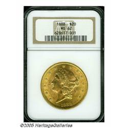 1888 $20 MS62 NGC. Attractive, lustrous golden su