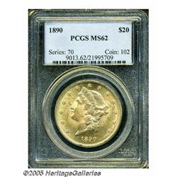 1890 $20 MS62 PCGS. Lustrous and mildly frosty, w
