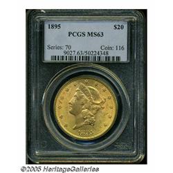 1895 $20 MS63 PCGS. A sharply impressed example t