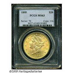 1895 $20 MS63 PCGS. A sharply struck and fully lu