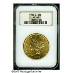 1900-S $20 MS63 NGC. Well struck with exceedingly