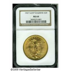 1907 $20 Arabic Numerals MS64 NGC. Well struck, t
