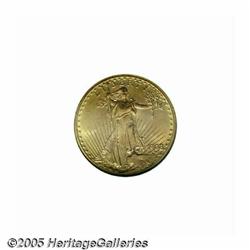 1908 $20 No Motto MS66 S NGC. Light orange-gold i