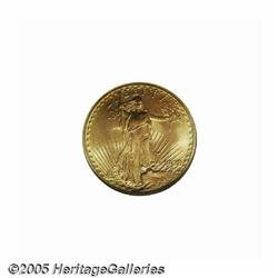 1908 $20 No Motto MS66 NGC. Satiny with pleasing,