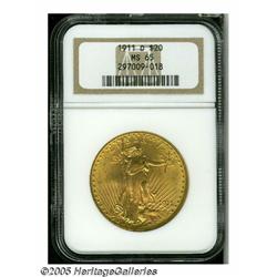 1911-D $20 MS65 NGC. Radiant luster emanates from