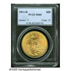 1911-D $20 MS65 PCGS. Breen-7383, "Rare." The min