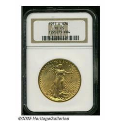 1911-D $20 MS65 NGC. The characteristic matte-lik