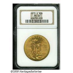1915-S $20 MS65 NGC. This '15-S displays attracti