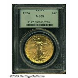 1924 $20 MS65 PCGS. Well struck and highly lustro