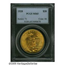 1928 $20 MS65 PCGS. An unusually vibrant appearan