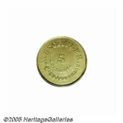 (1842-52) $5 A.Bechtler Five Dollar, 134G. 21C. A