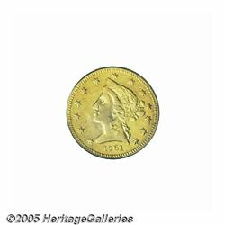 1861 $5 Clark, Gruber & Co. Five Dollar AU Detail