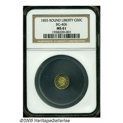 1855 50C Liberty Round 50 Cents, BG-406, High R.6